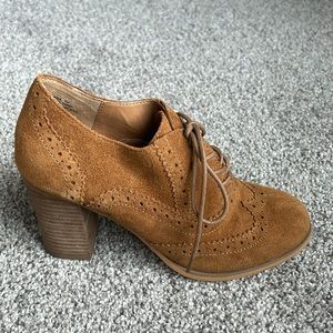 Heeled Suede Oxfords